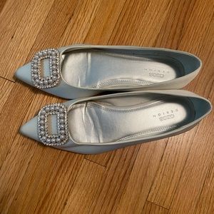 Asos design Laura embellished pointed ballet flats in ivory satin